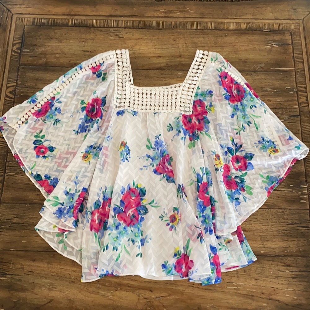 Anthropologie Meadow Rue Floral Lace Blouse